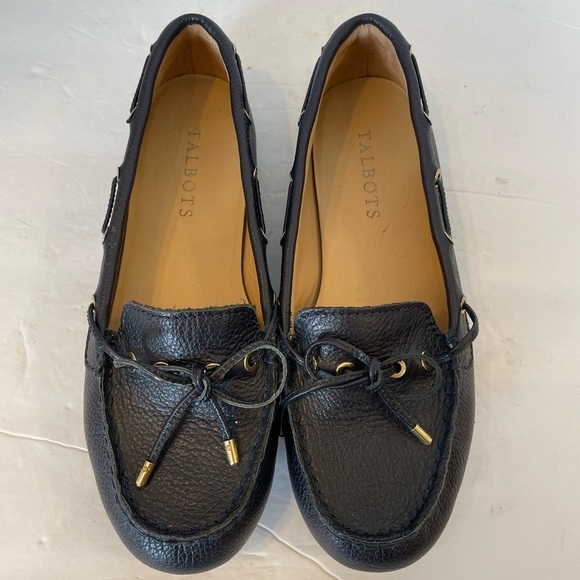 Talbots Dark Blue Leather Loafers Slide-on Shoes Size 5 M - Picture 1 of 11
